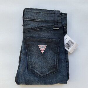 Guess Women’s 1981 High Rise Skinny Jeans Dark Blue Coated Finish Size 24